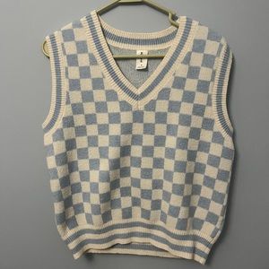The CUTEST baby blue checkered vest!!